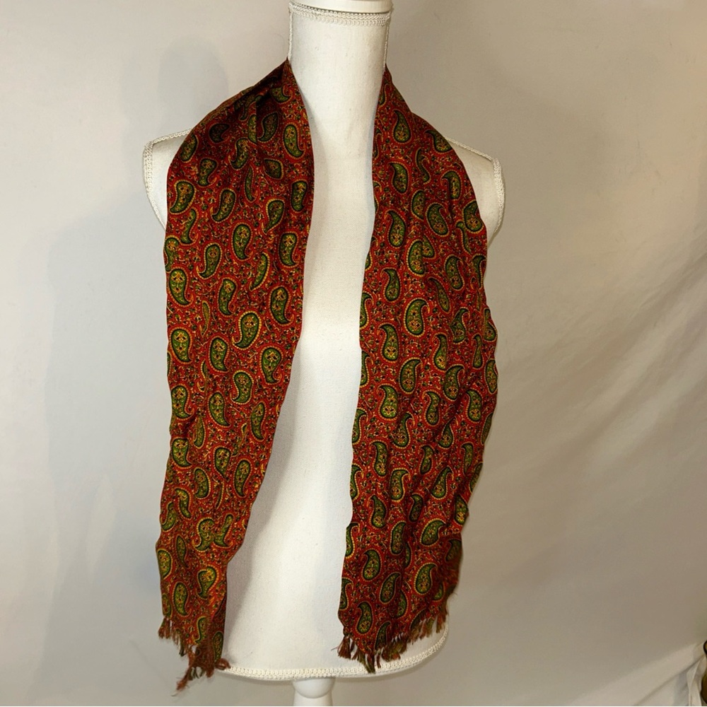 Bohemian Orange‎ and Green Textured Wrap Scarf